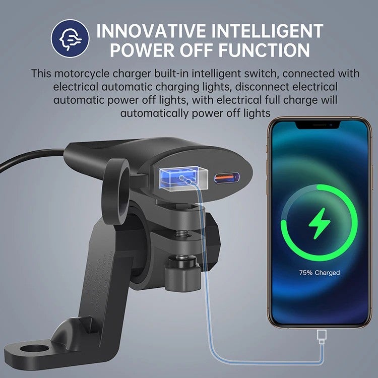 Bluejw Fast Dual QC3.0 Motorcycle USB Charger Adapter with Intelligent Power-Off, Automobile Compatible - Image 4